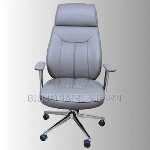 High-Back Grey Executive Chair With Chrome Finish
