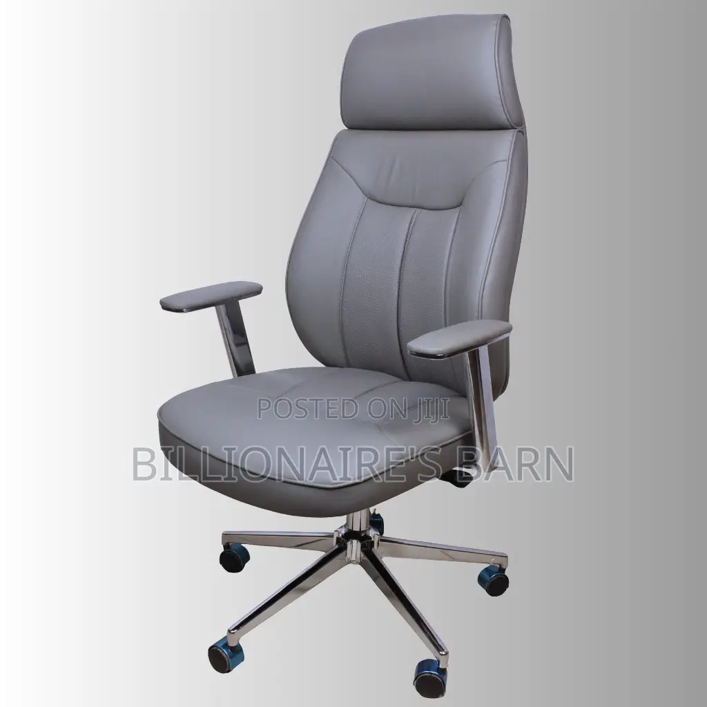 High-Back Grey Executive Chair With Chrome Finish
