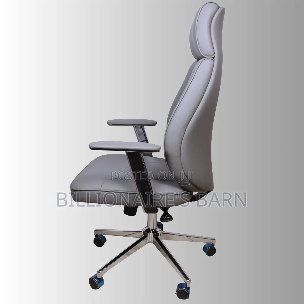 High-Back Grey Executive Chair With Chrome Finish