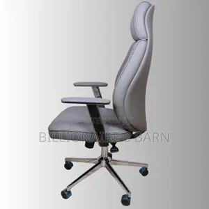High-Back Grey Executive Chair With Chrome Finish
