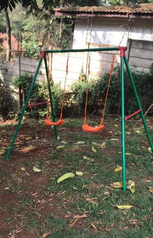 Kids Double Swing Set – Outdoor Playground Garden Fun - thumbnail 2