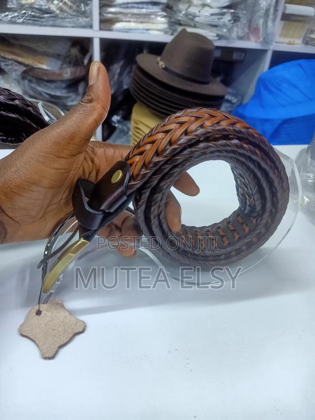 Black,Brawn Coffee Brawn Pin Buckle Split Leather Belts - thumbnail 3