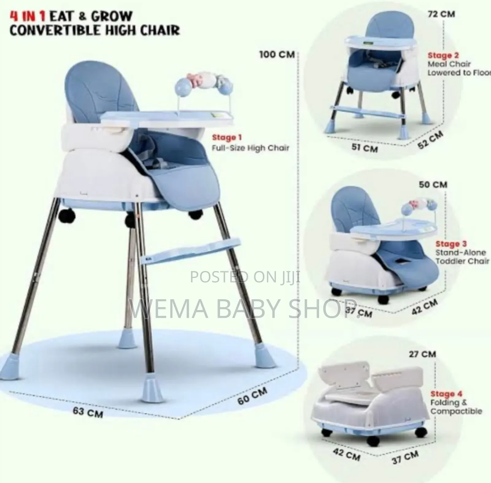 4 in 1 Convertible High Baby Feeding Chair