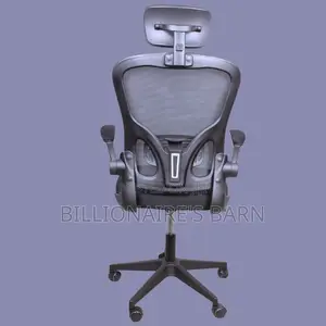 Ergonomic Grey Office Chair – Adjustable Headrest Flip-Up Arms