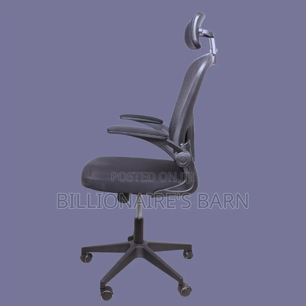 Ergonomic Grey Office Chair – Adjustable Headrest Flip-Up Arms