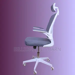 White Ergonomic Chair – Flip-Up Arms Adjustable Headrest for Comfort