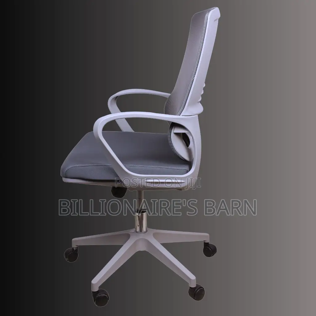 Mid-Back Grey Mesh Chair – Ergonomic Comfort With Lumbar Support