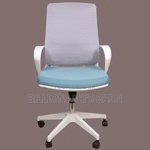 Ergonomic, White Mesh Chair, With Lumbar Support Breathable Back.