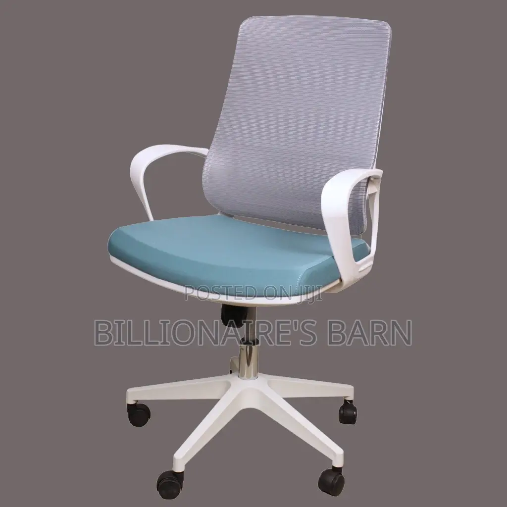Ergonomic, White Mesh Chair, With Lumbar Support Breathable Back.