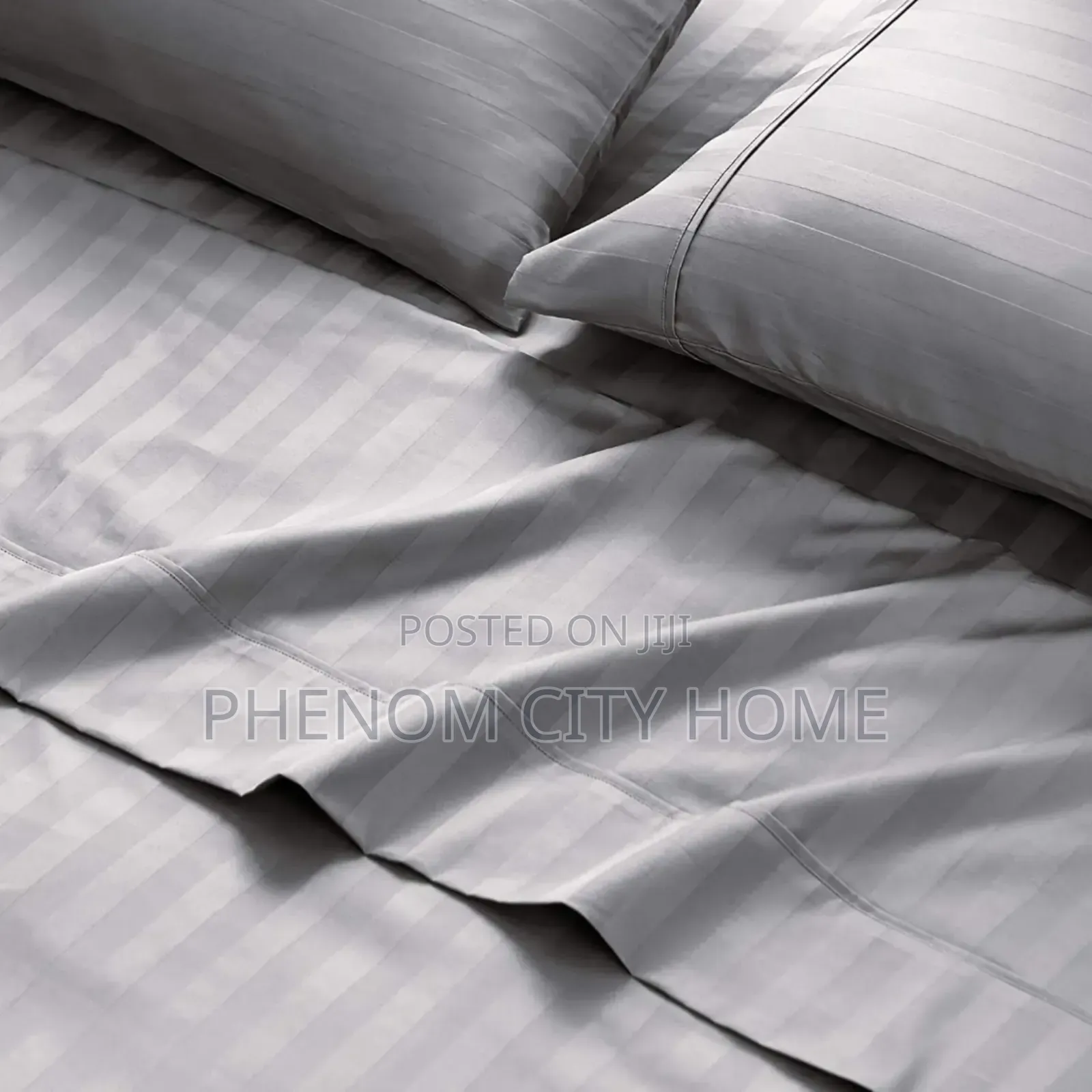 Grey And White Stripped Cotton Bedsheets