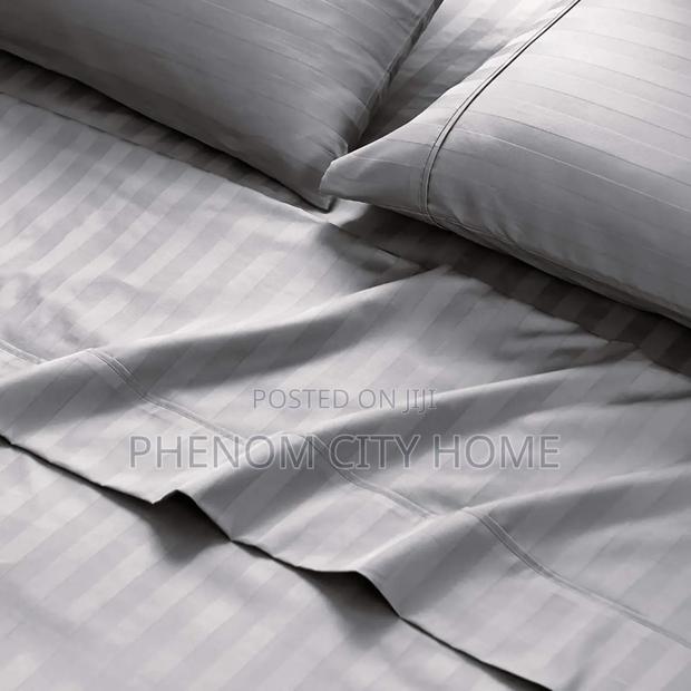 Grey And White Stripped Cotton Bedsheets - thumbnail 2