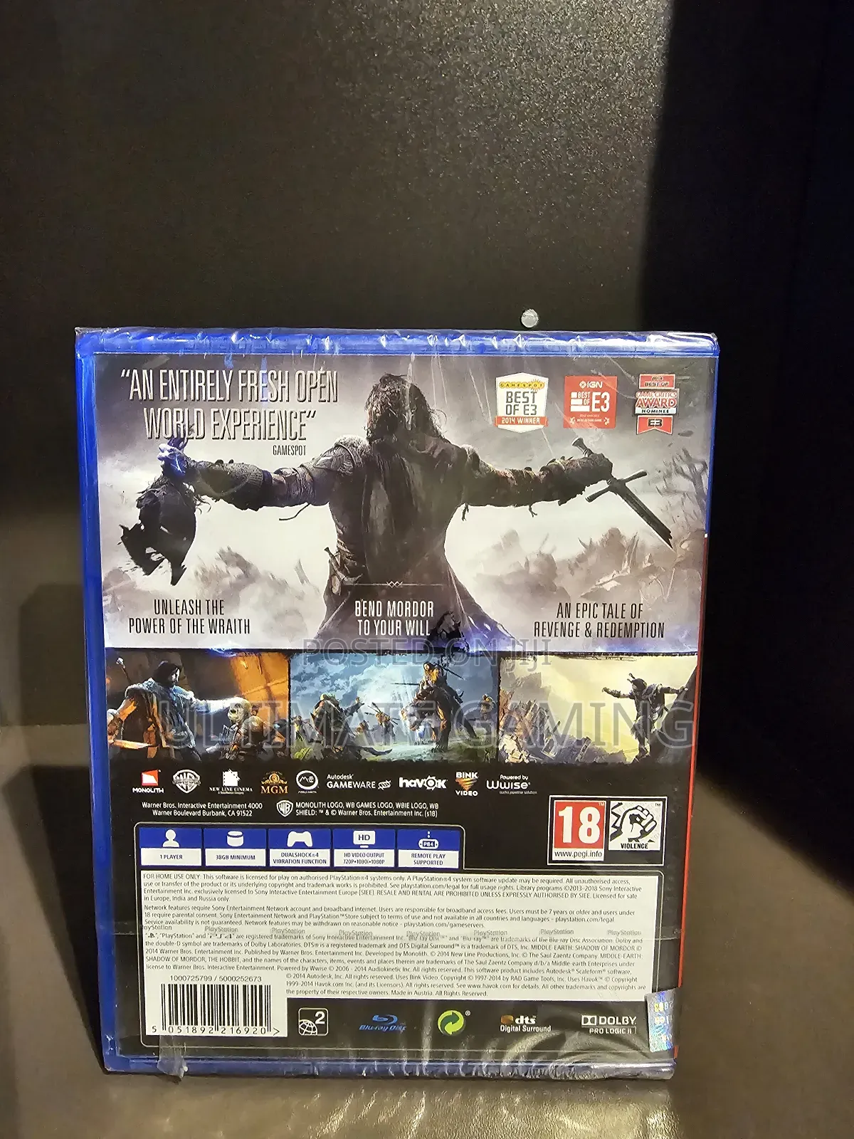 Ps4 Shadow of Mordor Middle Earth