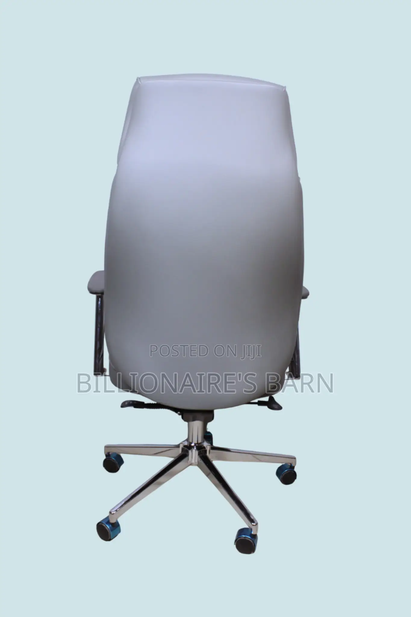 Grey Executive Leather Office Chair ~ High Back, Chrome Base