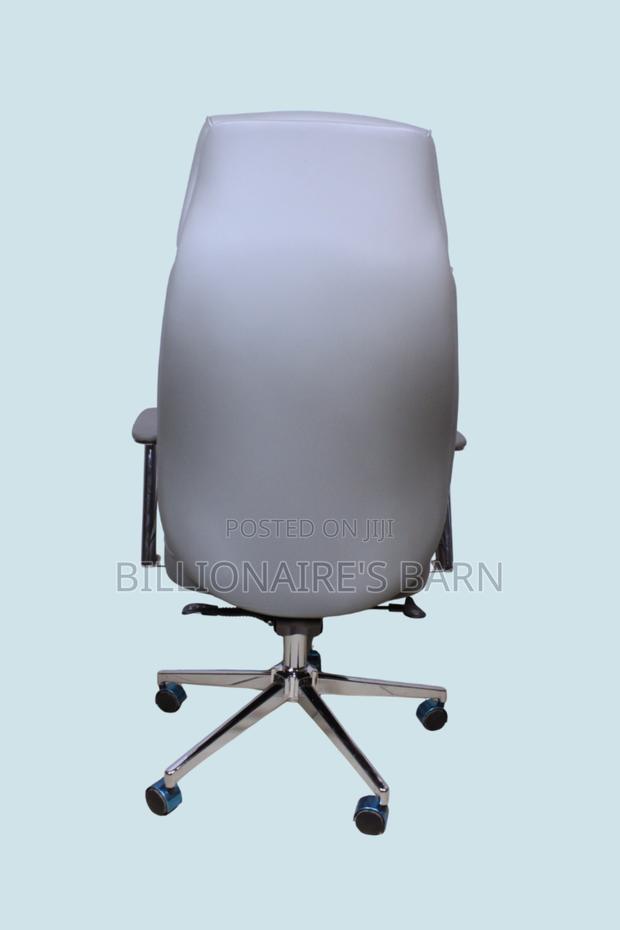 Grey Executive Leather Office Chair ~ High Back, Chrome Base - thumbnail 2