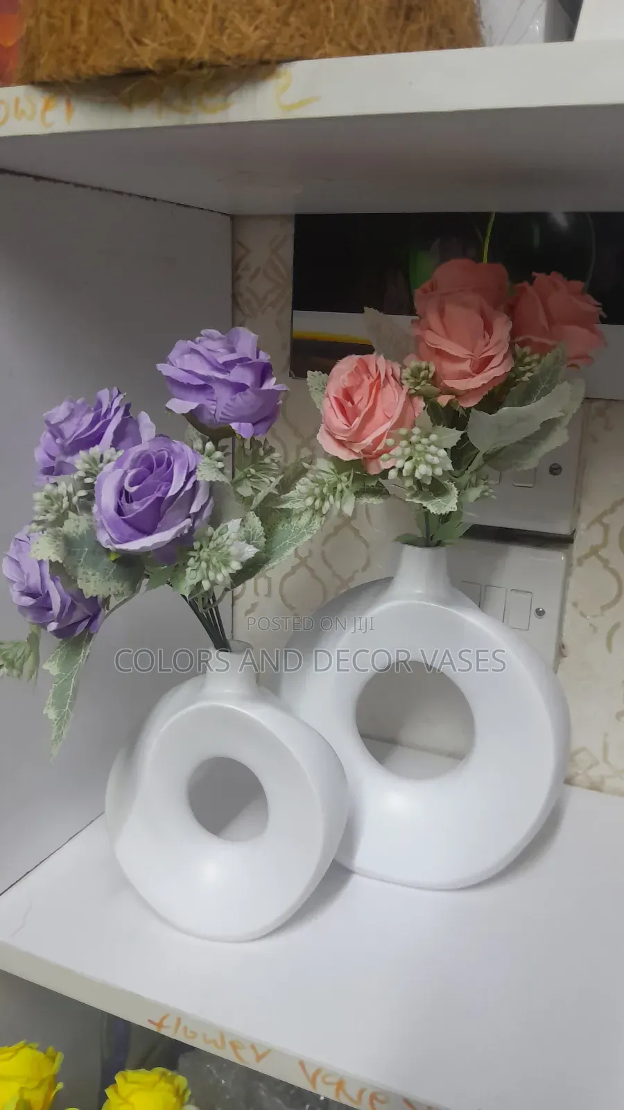 Flowers in Ceramic Pretty Donut Vases