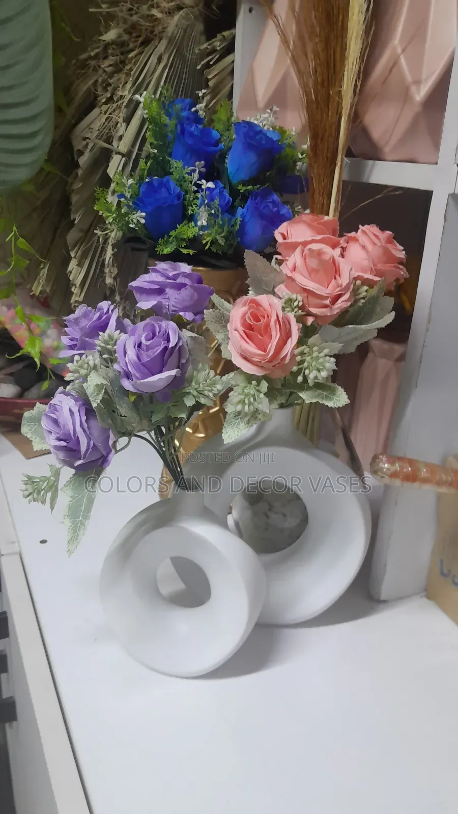 Flowers in Ceramic Pretty Donut Vases