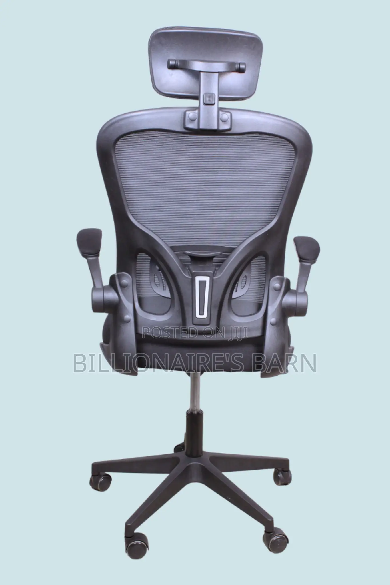Grey + Ergonomic-.Officechair Flip Up _Arms Adjustable Headrest+