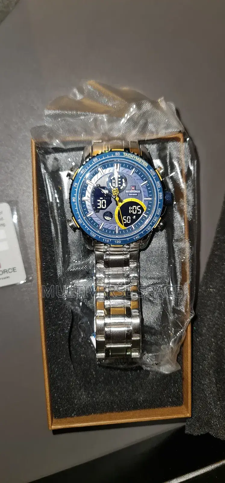 Naviforce Silver Steel Analog Digital Men Water Resist Quartz Watch