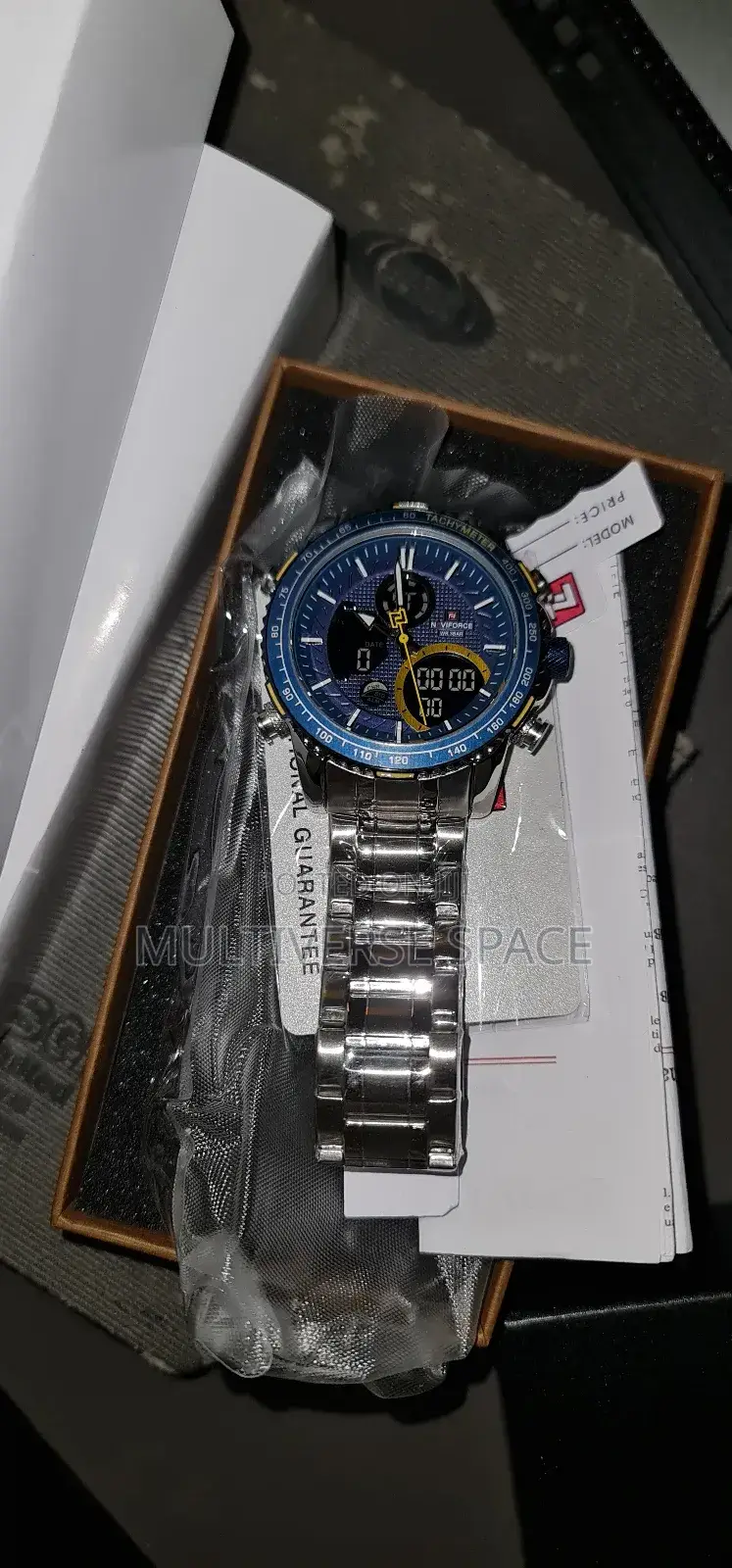 Naviforce Silver Steel Analog Digital Men Water Resist Quartz Watch