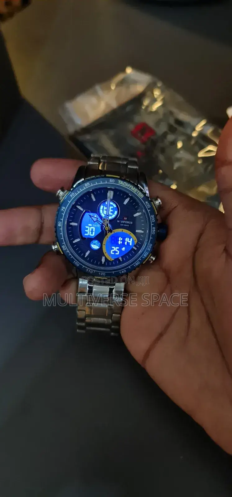 Naviforce Silver Steel Analog Digital Men Water Resist Quartz Watch