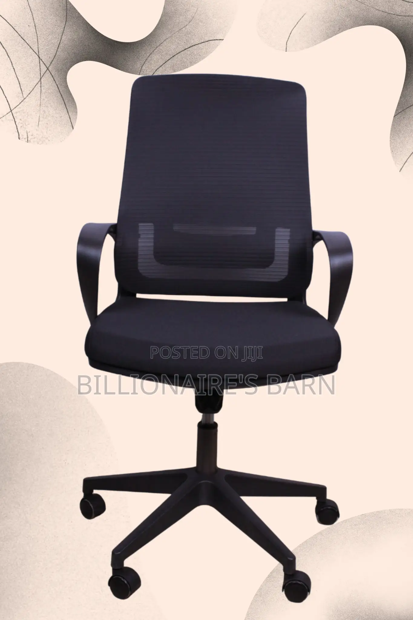 Black Ergonomic Mesh Office Chair — Strong Stable Base