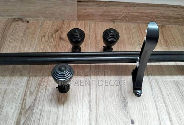 Black Powder Coated Curtain Rod With It's Accessories