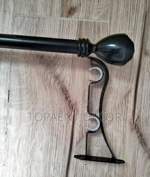Black Powder Coated Curtain Rod With a Bracket - main view