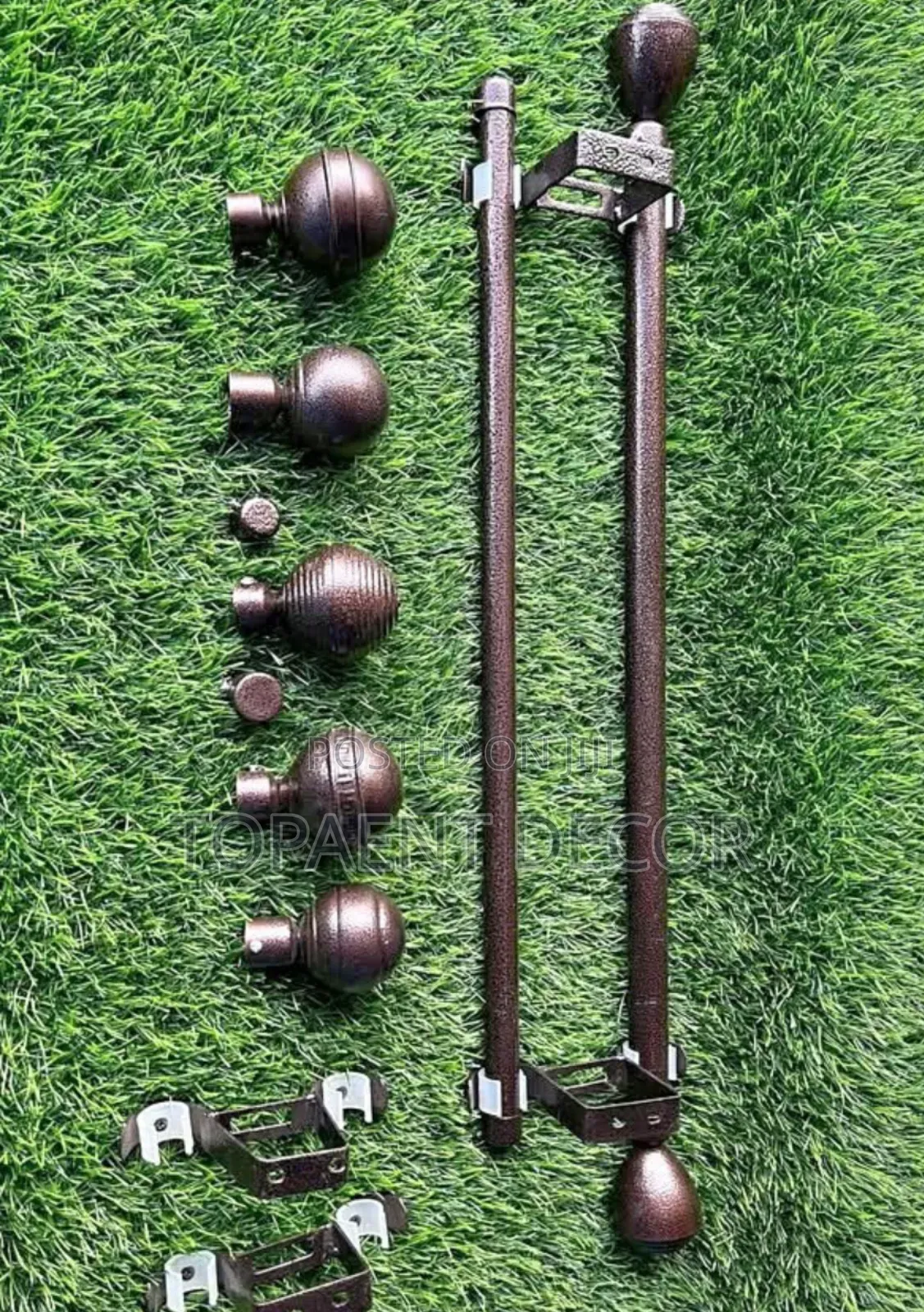 Brown Curtain Rods, Ceiling Brackets,Flowers and Cups Powdercoated Rod