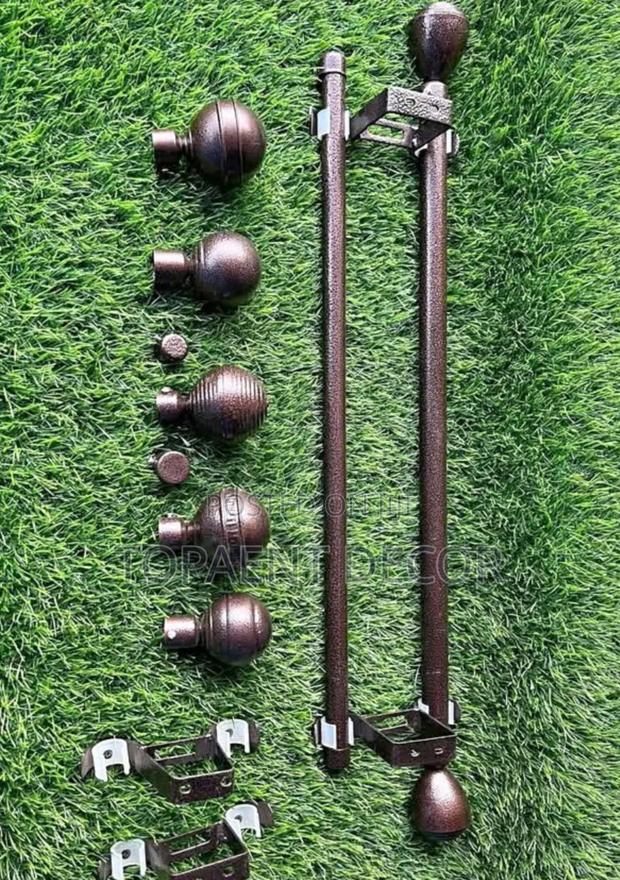 Brown Curtain Rods, Ceiling Brackets,Flowers and Cups Powdercoated Rod