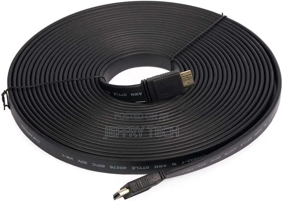 Flat Cable Hdmi to Hdmi 1080p 20 Meter, Black