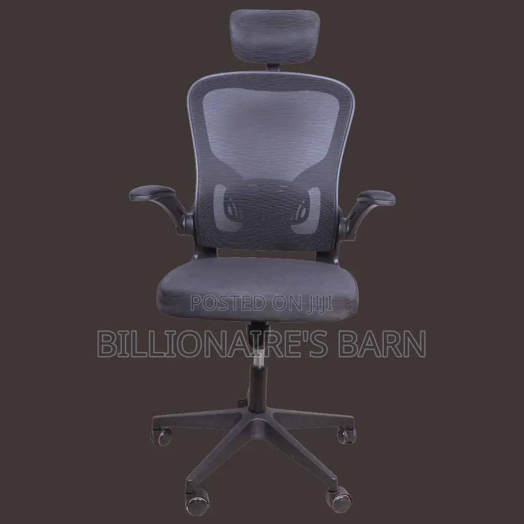 Adjustable Grey Office Chair With Flip-Up Arms,