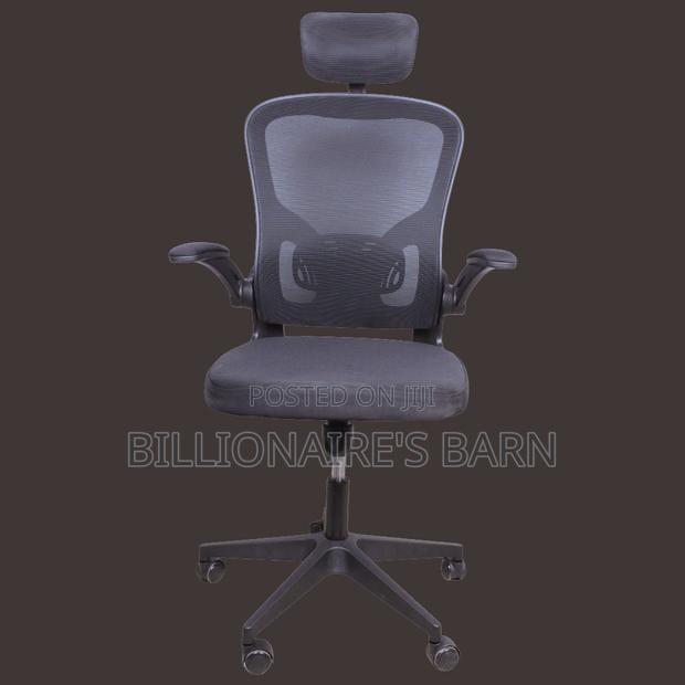Adjustable Grey Office Chair With Flip-Up Arms,
