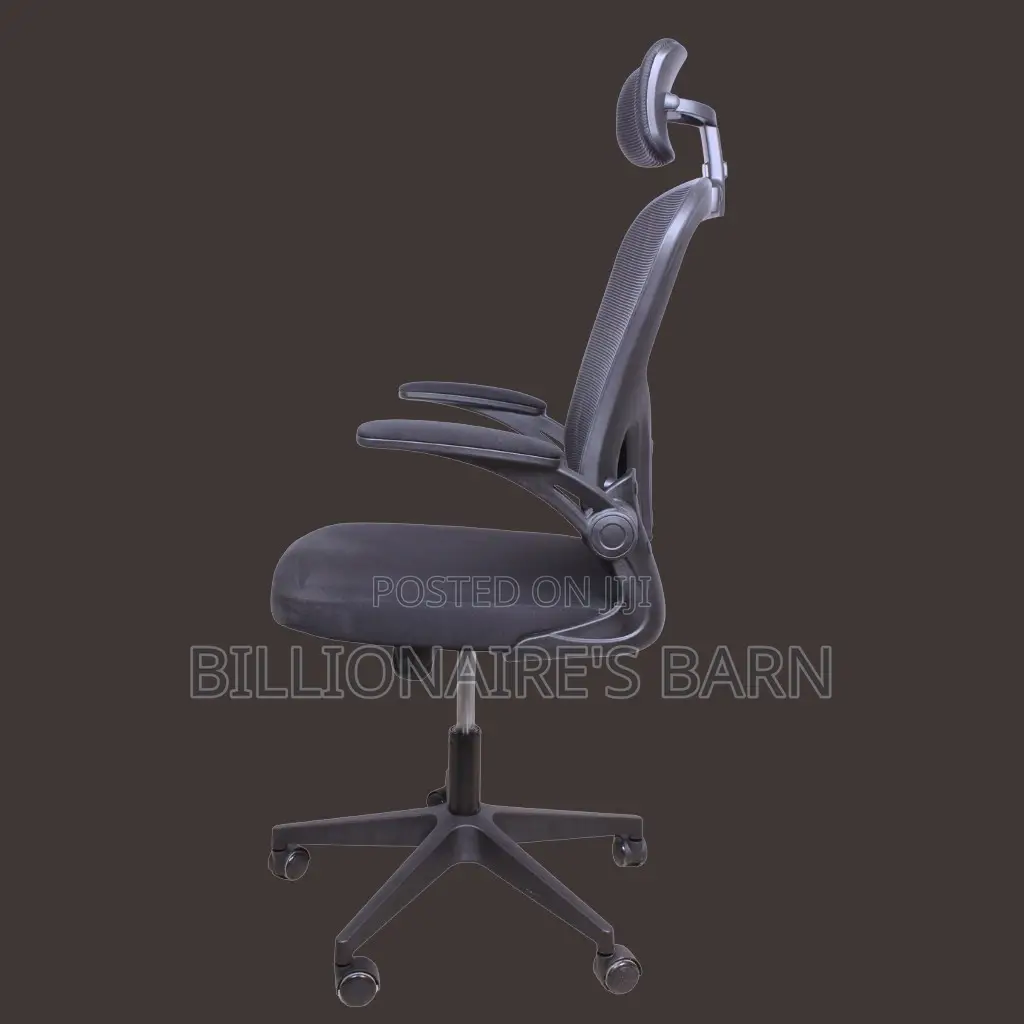 Adjustable Grey Office Chair With Flip-Up Arms,