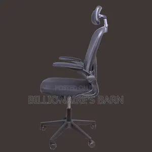 Adjustable Grey Office Chair With Flip-Up Arms,