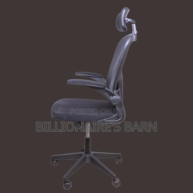 Adjustable Grey Office Chair With Flip-Up Arms, - thumbnail 3