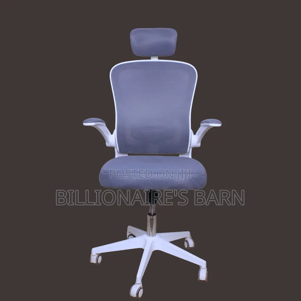 White Ergonomic Work Chair With Head Arm Adjustments