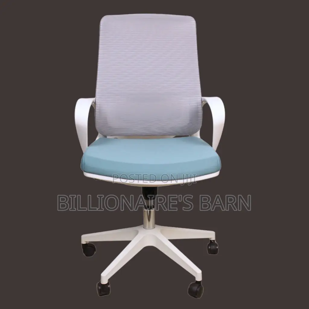 Ergonomic Mid-Back Mesh Chair in White Finish,