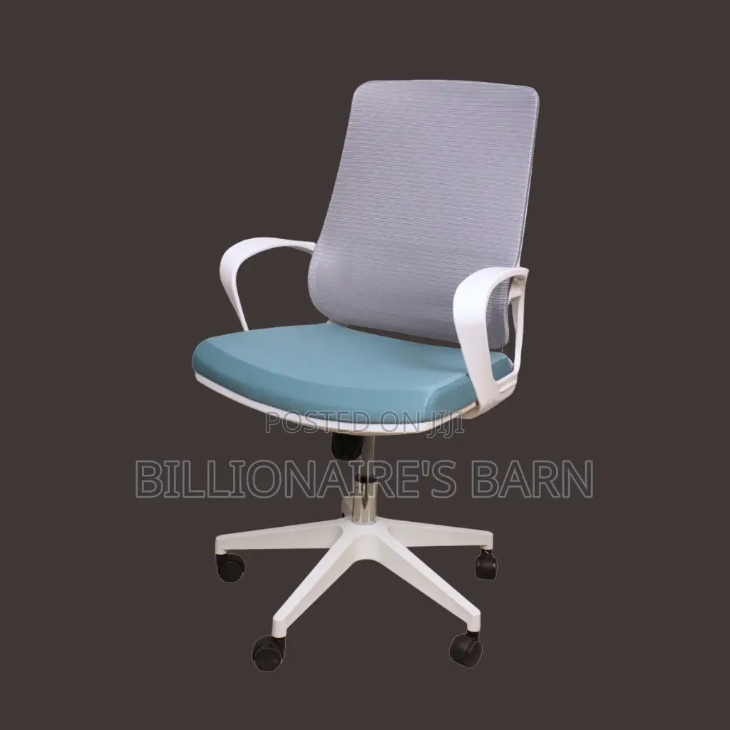 Ergonomic Mid-Back Mesh Chair in White Finish,
