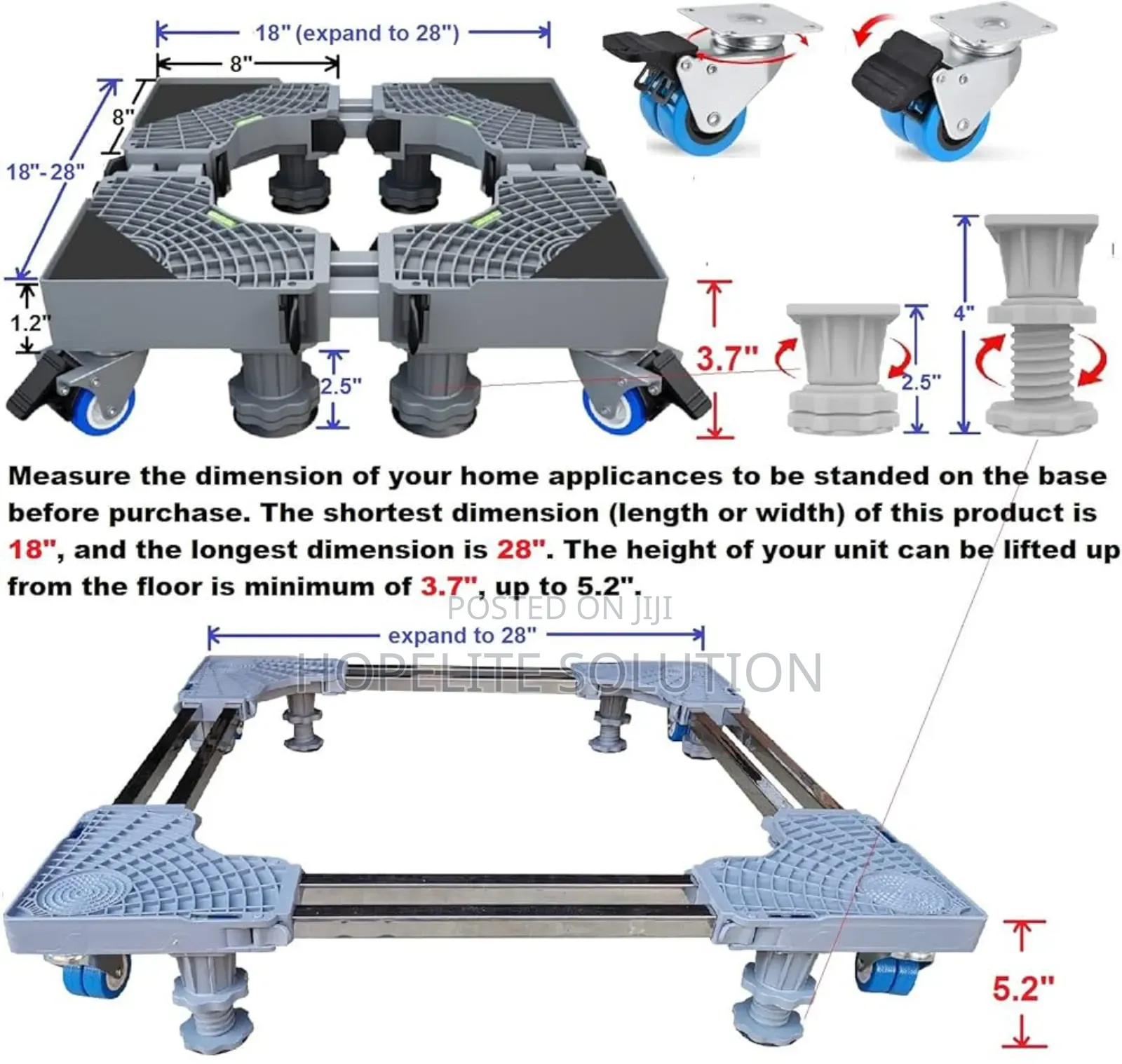 Heavy Duty 200kg Fridge/Washing Machine Stand