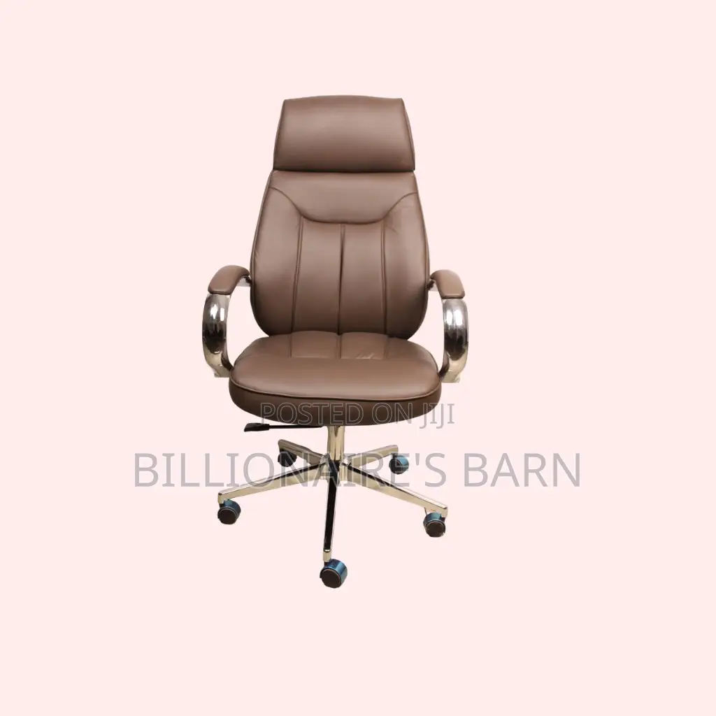 High-Back Brown Executive Leather Office Chair | Mesh Backrest,
