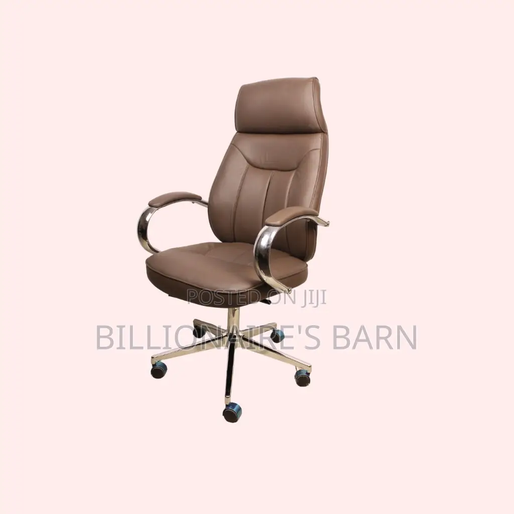 High-Back Brown Executive Leather Office Chair | Mesh Backrest,