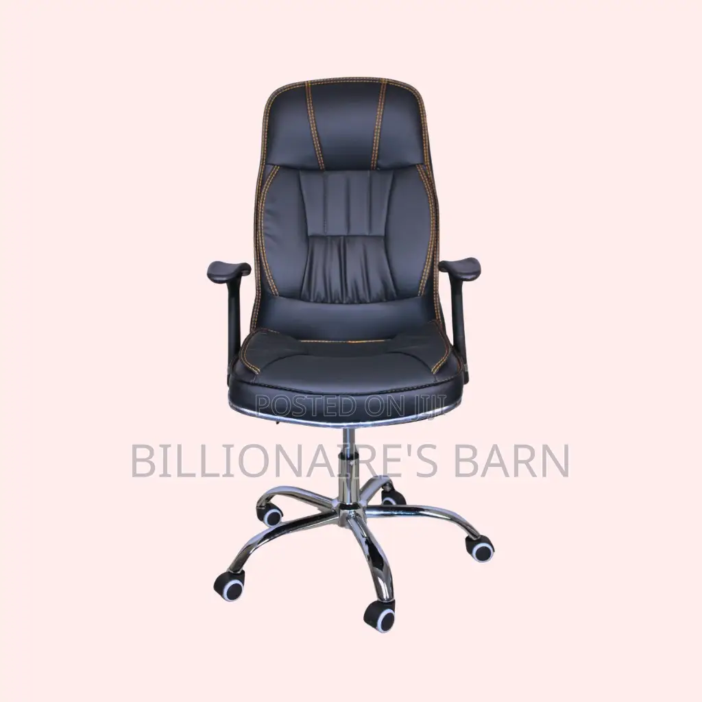 Executive Leather Office Chair — Ideal for Long Zoom Sessions,