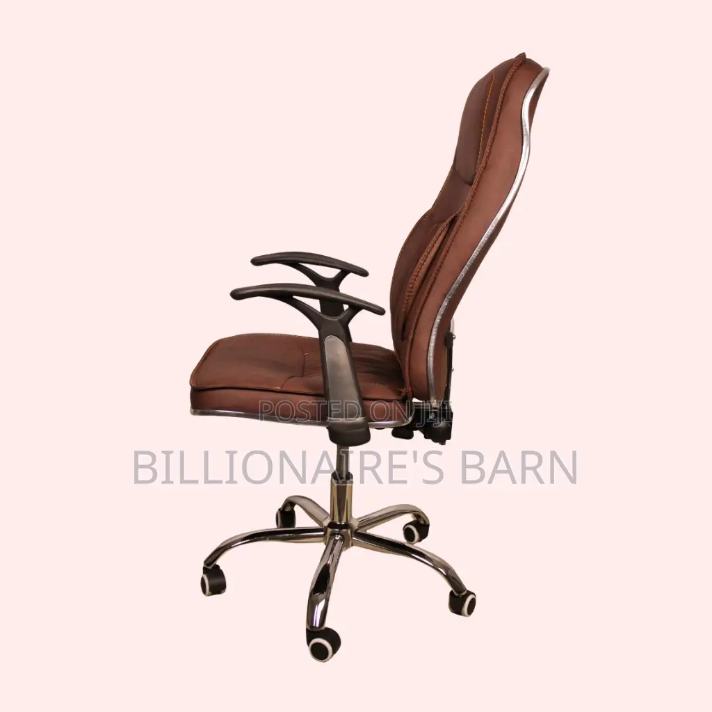 Ergonomic Executive Leather Chair — Padded Armrests.
