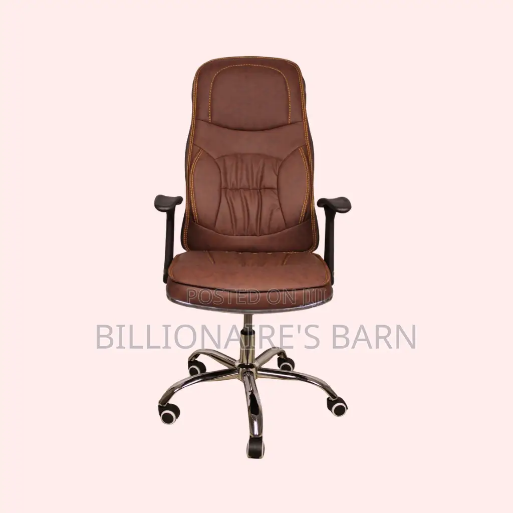 Ergonomic Executive Leather Chair — Padded Armrests.