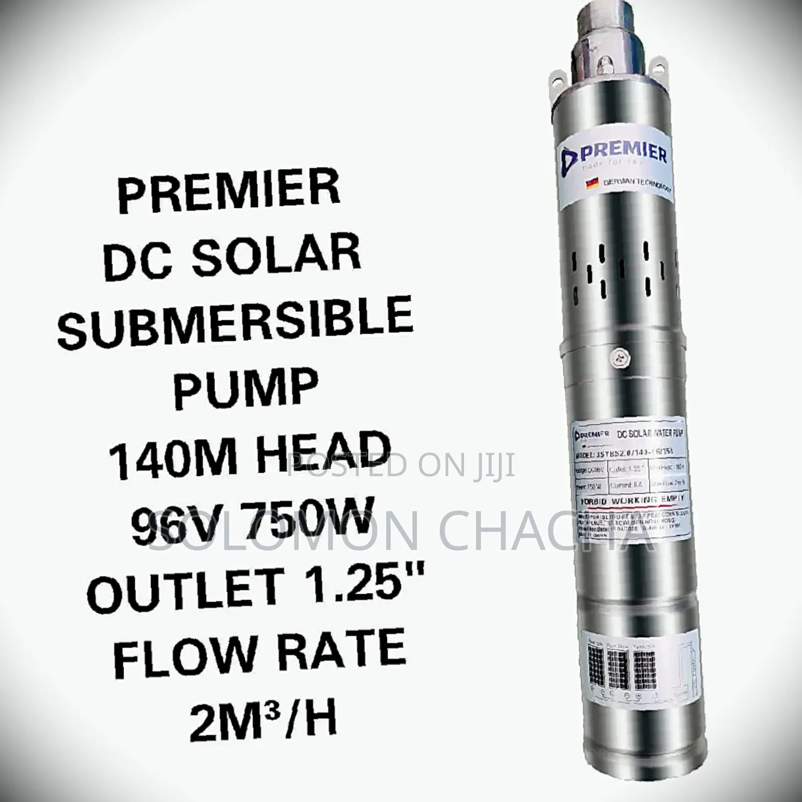 Premier 140m 96v 750w Dc Solar Submersible Pump Best Quality