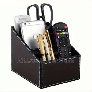 Multi-Compartment Leather Desk Organizer /Remote Organizer