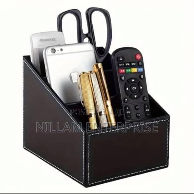 Multi-Compartment Leather Desk Organizer /Remote Organizer - thumbnail 2
