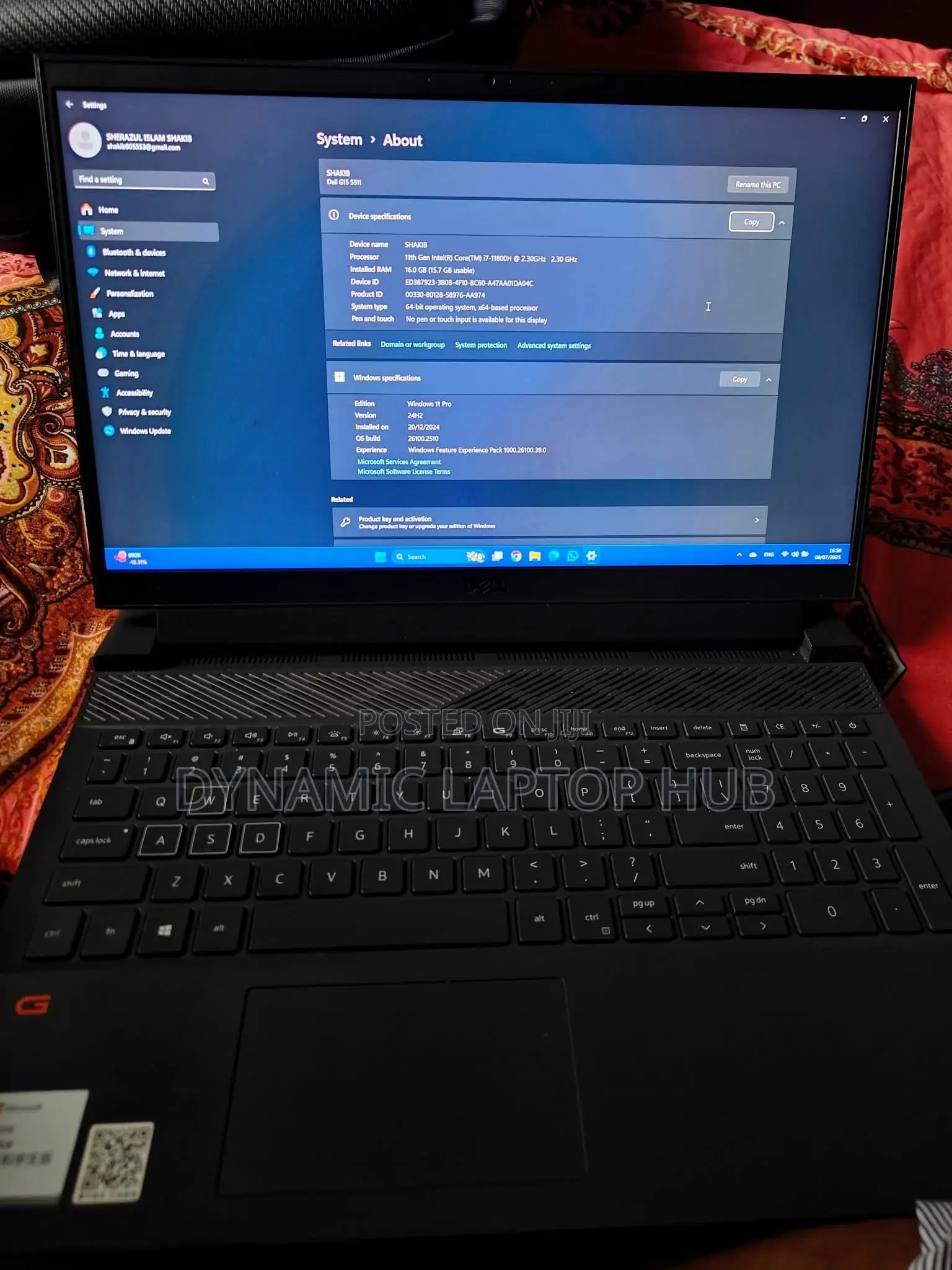 Laptop Dell G15 5511 16GB Intel Core i7 SSD 512GB