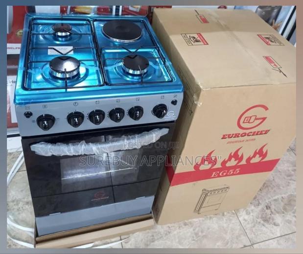 Eurochef Eg55-3g1e+E Oven Free Stand Glass Top Cooker - main view