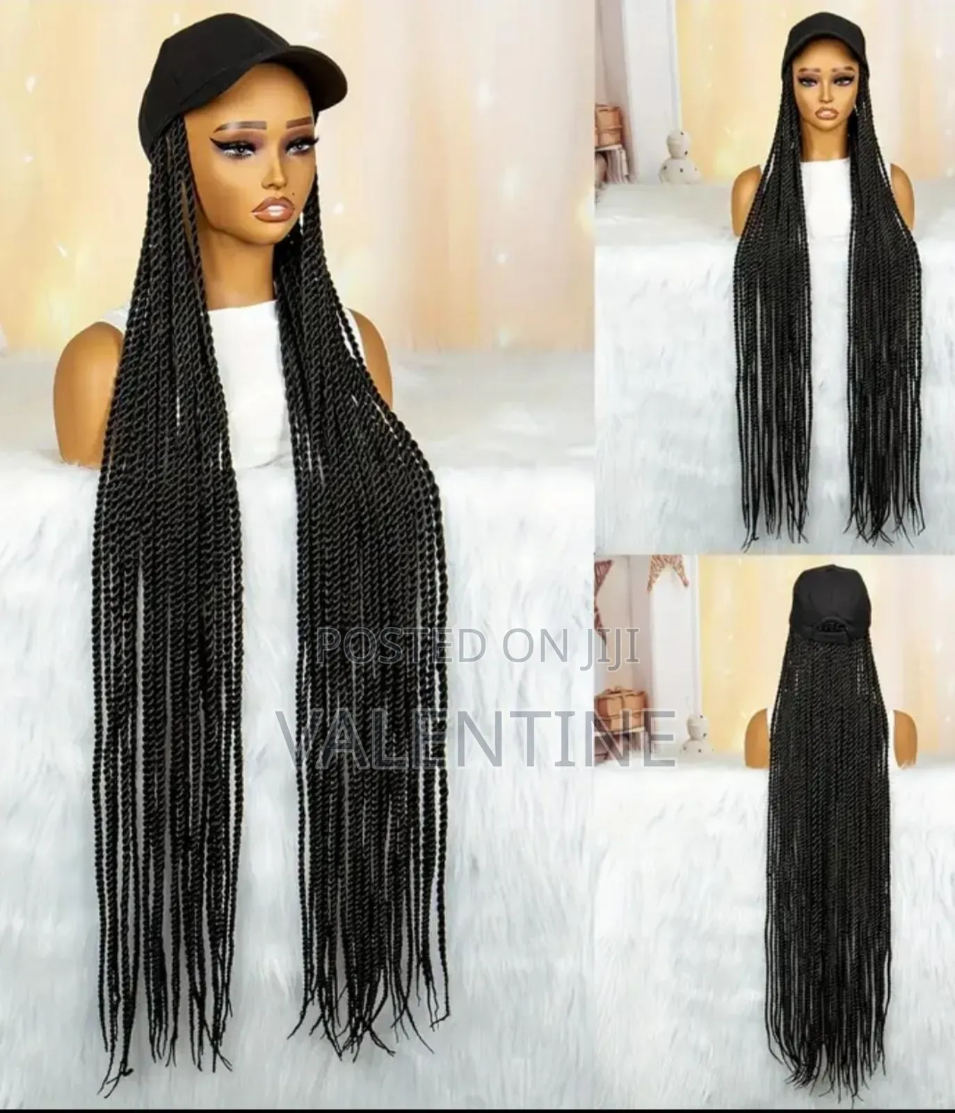 Long Braided Wig With Black Baseball Cap